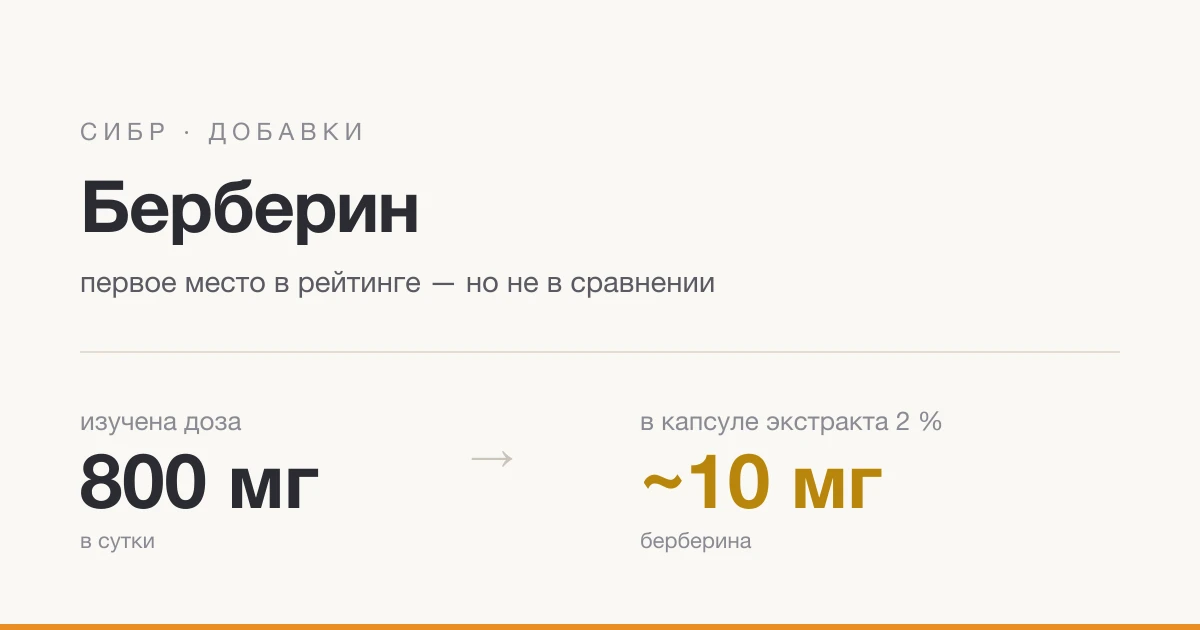 Berberine for SIBO: first in the ranking, with nothing yet to compare it against