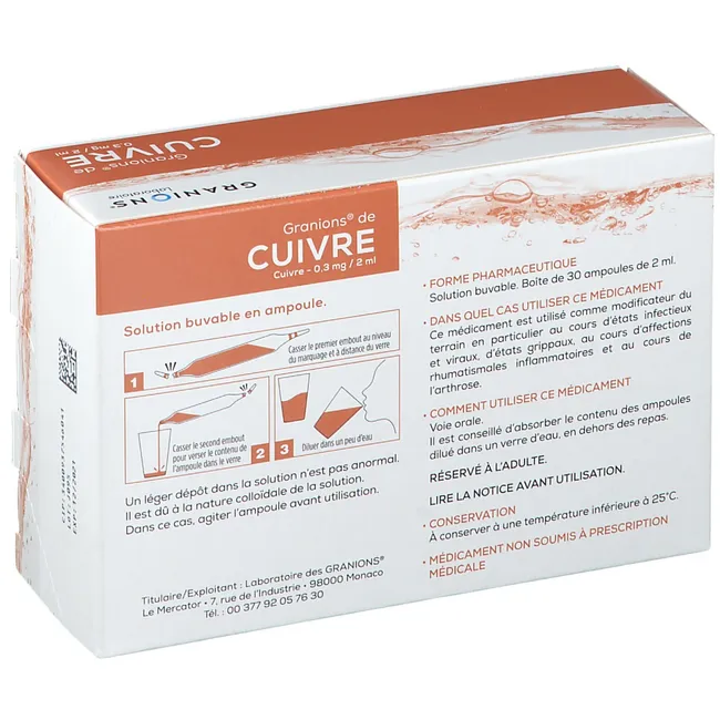 GRANIONS CUIVRE (Медь) – 30 ампул (Франция) 4