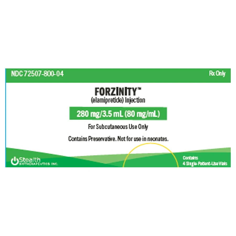 Forzinity (elamipretide) 280 mg vials for injection